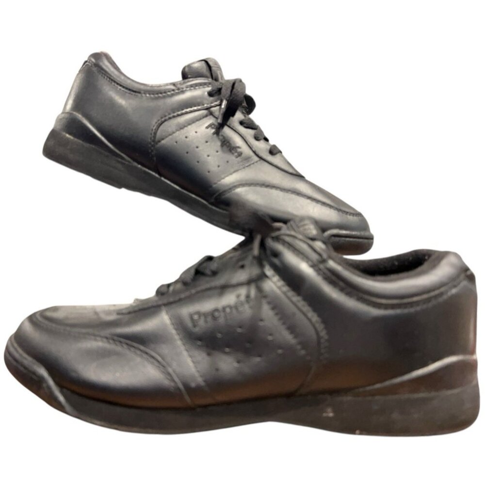 Propet Lifewalker Black Leather Lace Up Walking Comfort Shoes Womens 8 D Wide